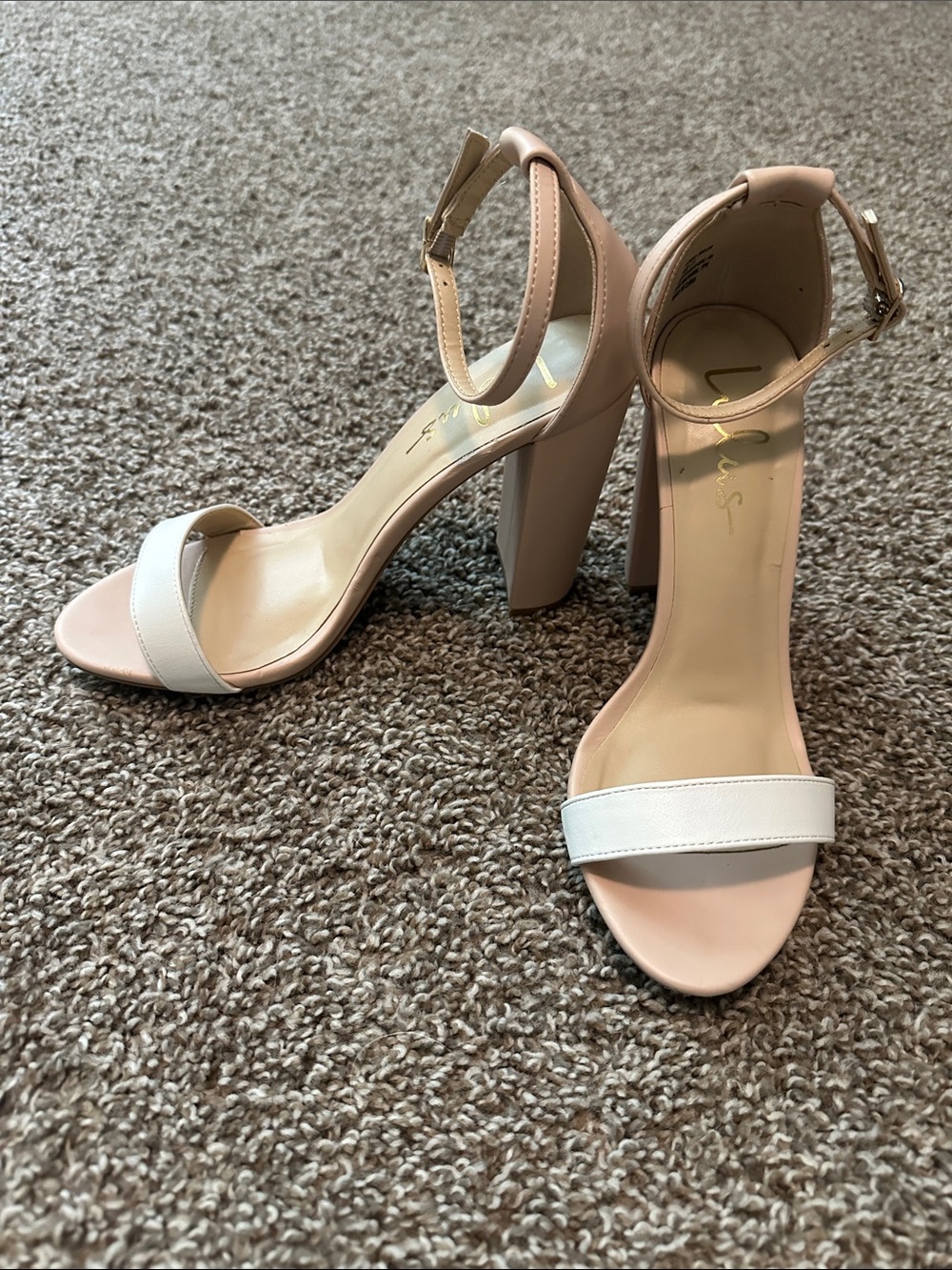 Lulus Nude/White Block Heel - Size 7.5